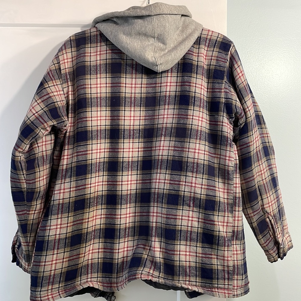 COPY - Dickies Boys Size 20 Plaid Hooded Flannel Zip Front Poly Fill Quilted Li… - Picture 3 of 6